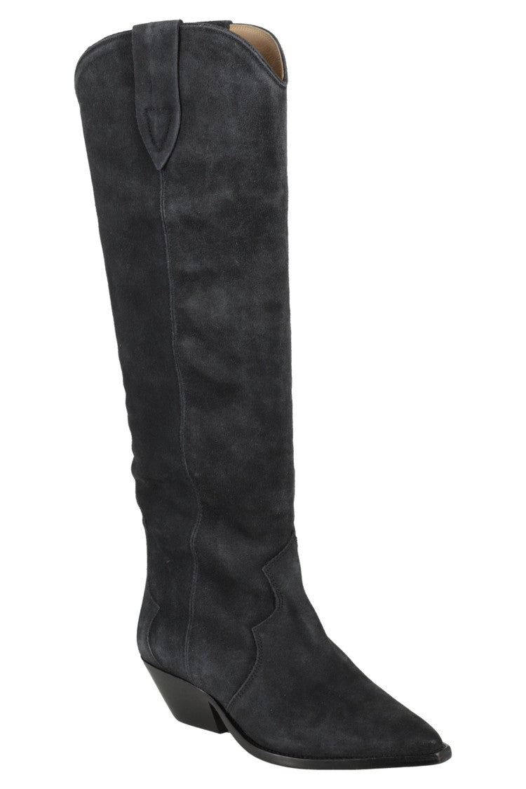 Isabel Marant Black Denvee Gz Pointed-Toe Cuban Heel Suede Boots