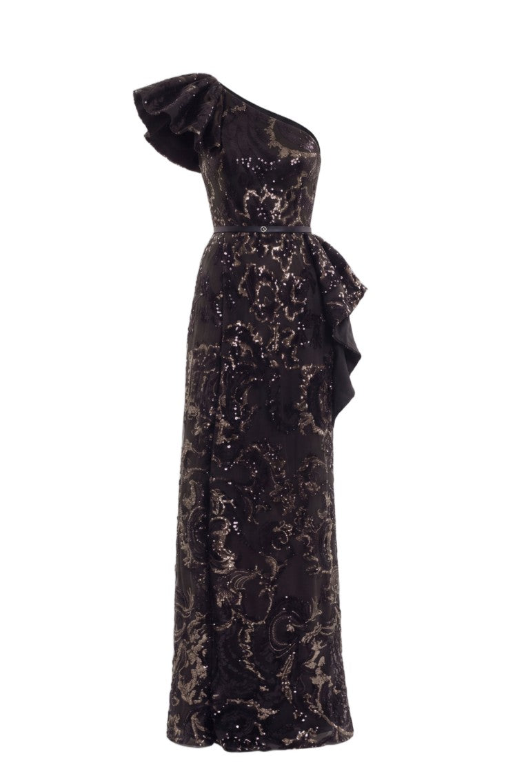 Saiid Kobeisy Ruffle Embroidered Long Dress