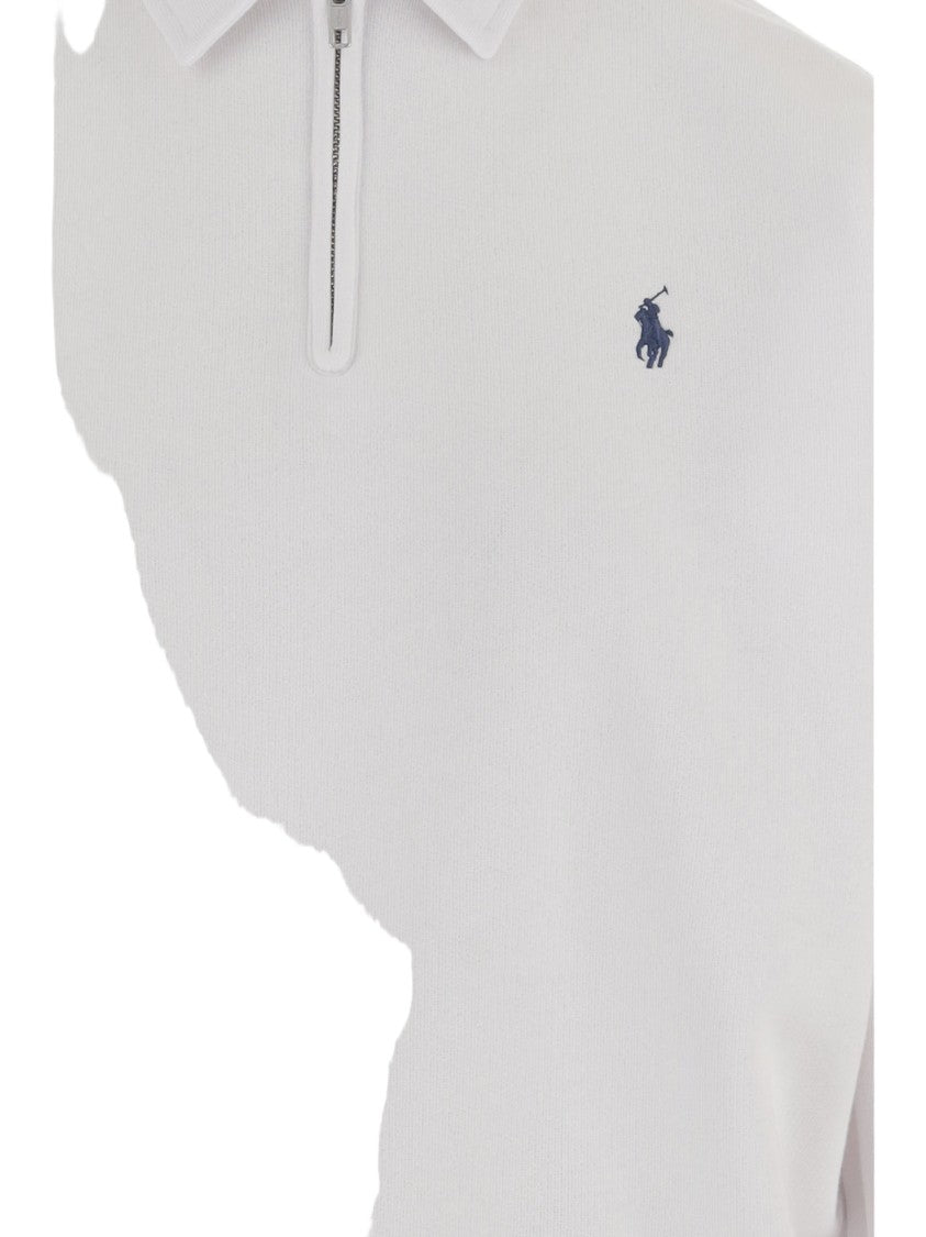 Polo Ralph Lauren Cotton Blend Pullover With Half-Zip And Embroidered Logo