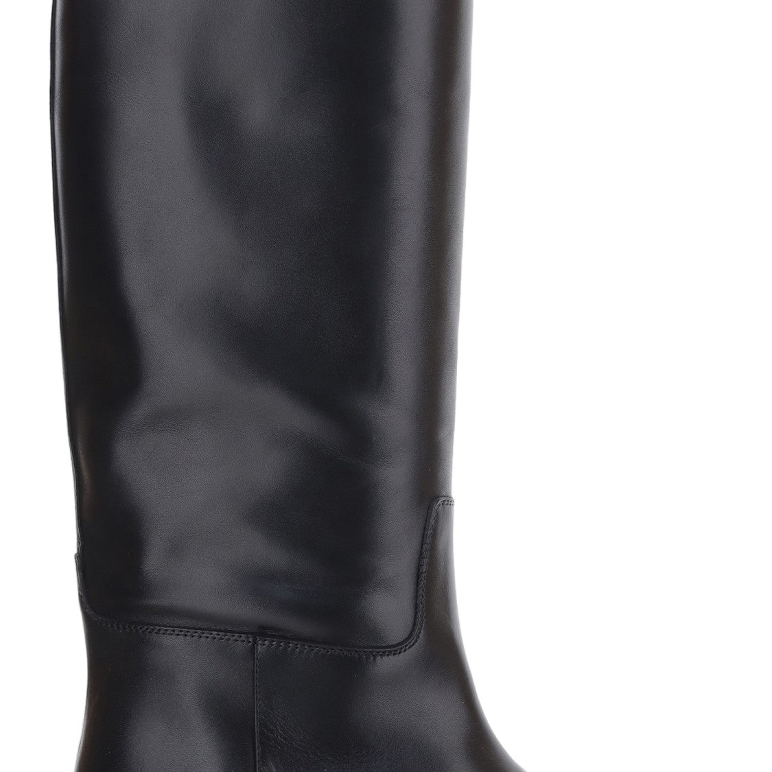 Poeve Black Leather Ring Detail Tall Boots