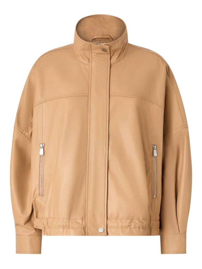 Pinko Beige Press-Stud High-Neck Peacoat
