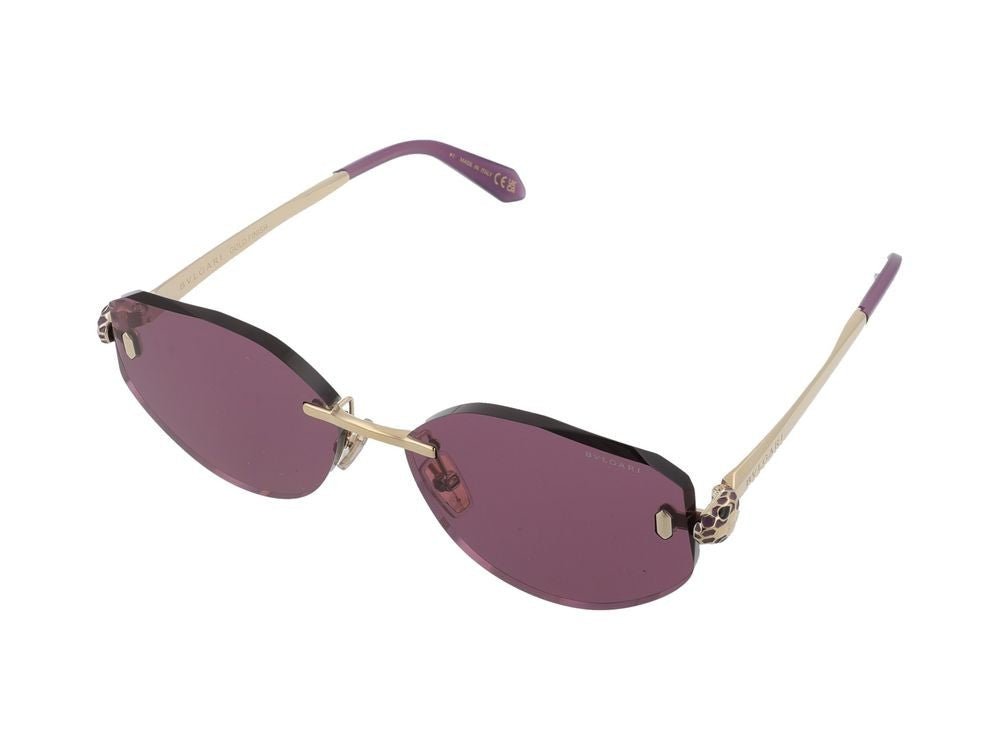 Bulgari Purple Lens Gold Accent Rimless Sunglasses