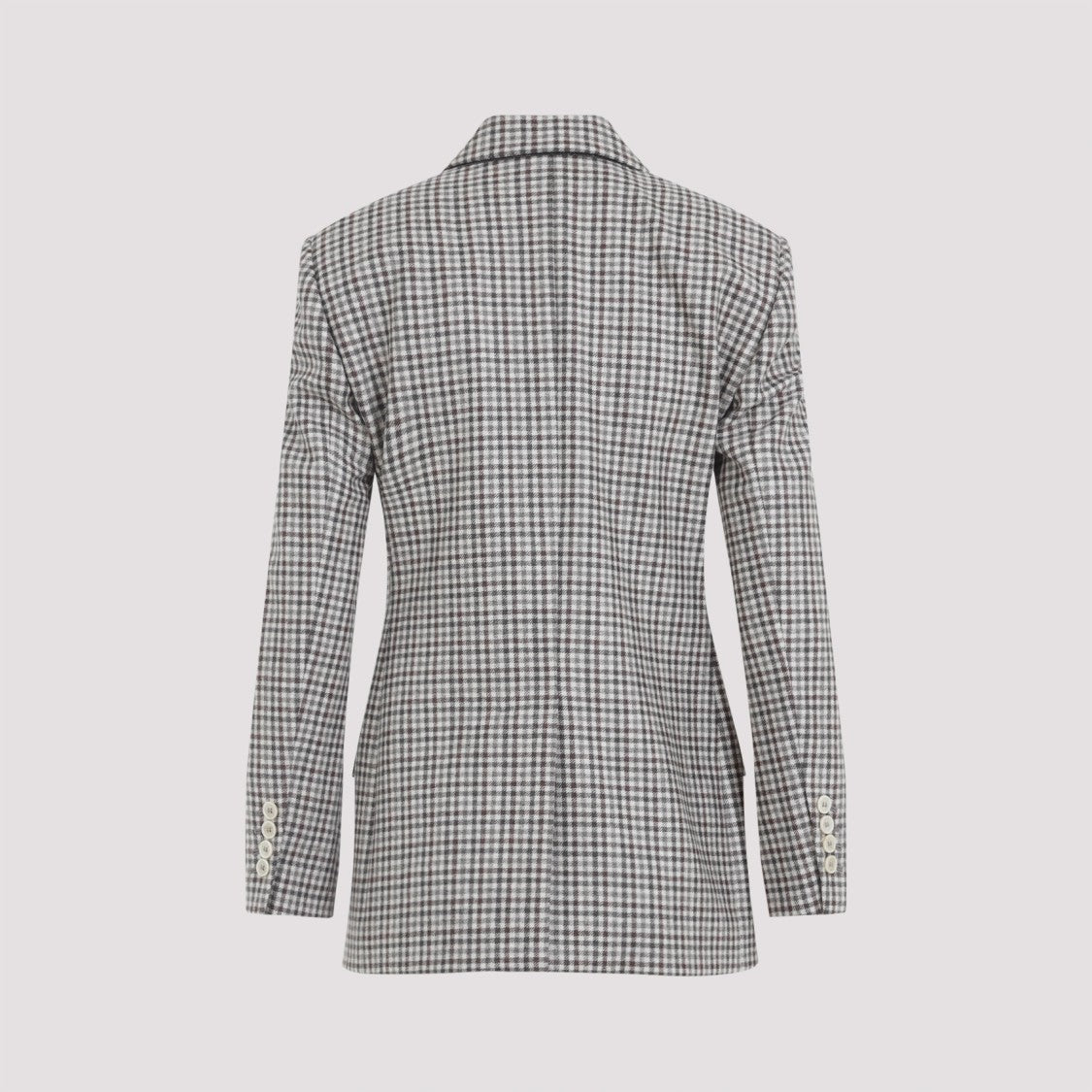 Brunello Cucinelli Double-Breasted Virgin Wool Jacket With Check Pattern