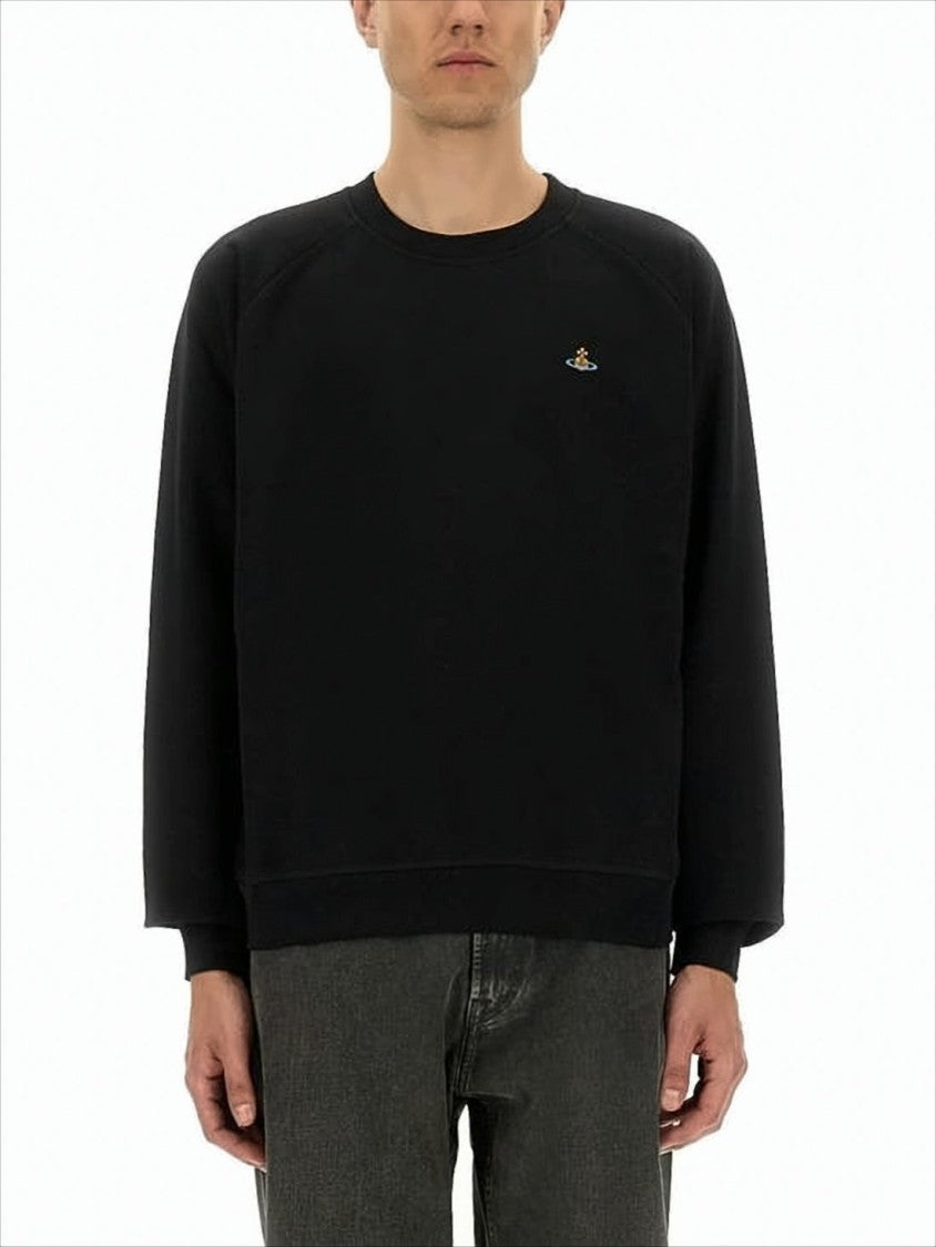 Vivienne Westwood Relaxed Fit Black Long-Sleeve Sweatshirt With Ribbed Cuffs