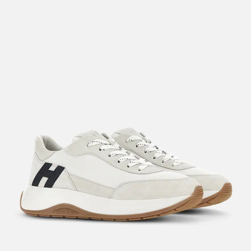 Hogan White Suede Signature Logo Low-Top Sneakers