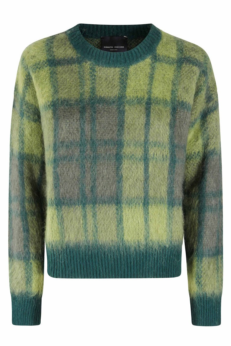 Roberto Collina Check Pattern Merino-Mohair Blend Sweater