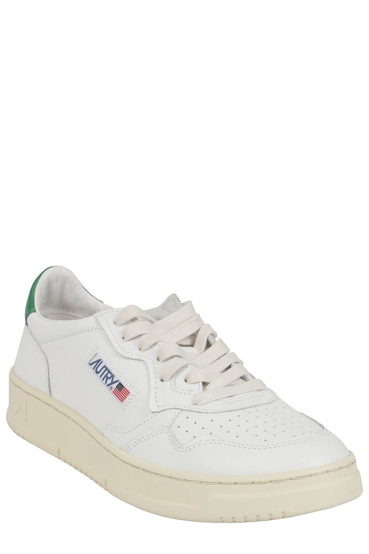 Autry Medalist Low White And Green Suede Leather Sneakers