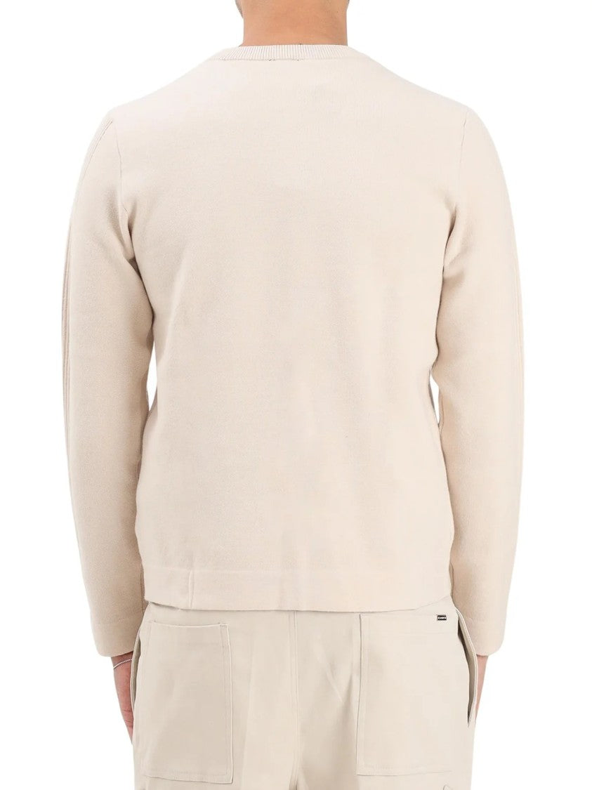 Blauer Cream Tonal Logo Cotton-Blend Crewneck Sweater
