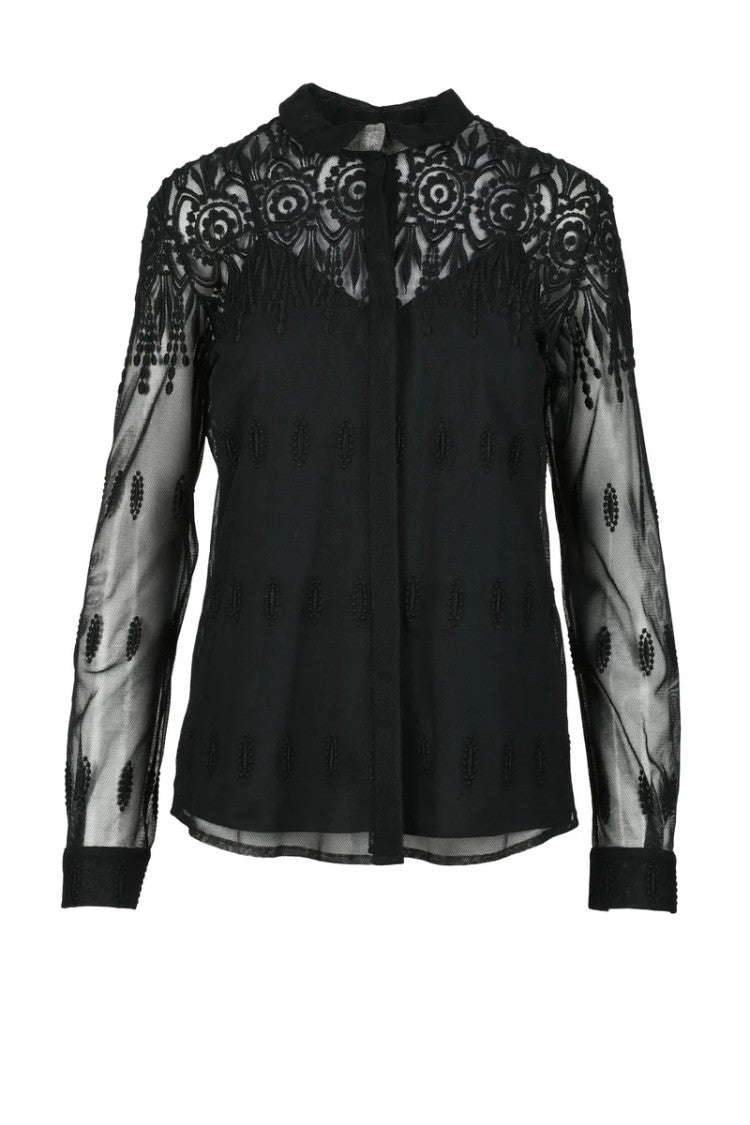 Fabiana Filippi Embroidered Tulle Shirt - Black