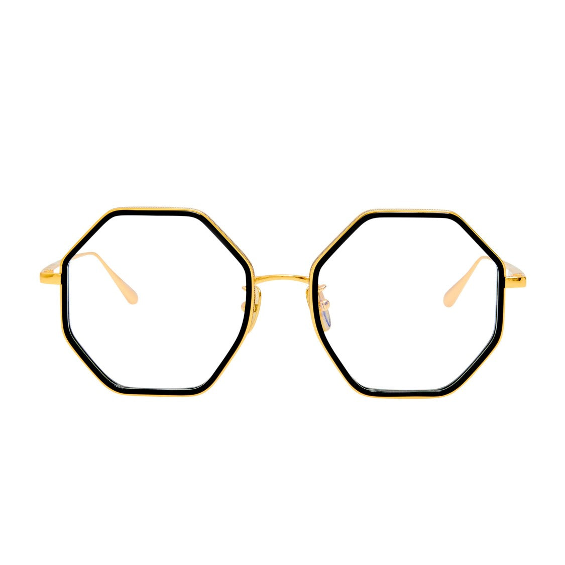Linda Farrow Octagonal Frame Eyeglasses With Thin Gold Arms