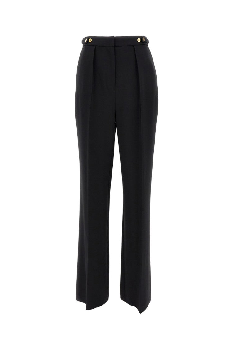 Elisabetta Franchi Black Straight-Leg Trousers With Gold Button Detail
