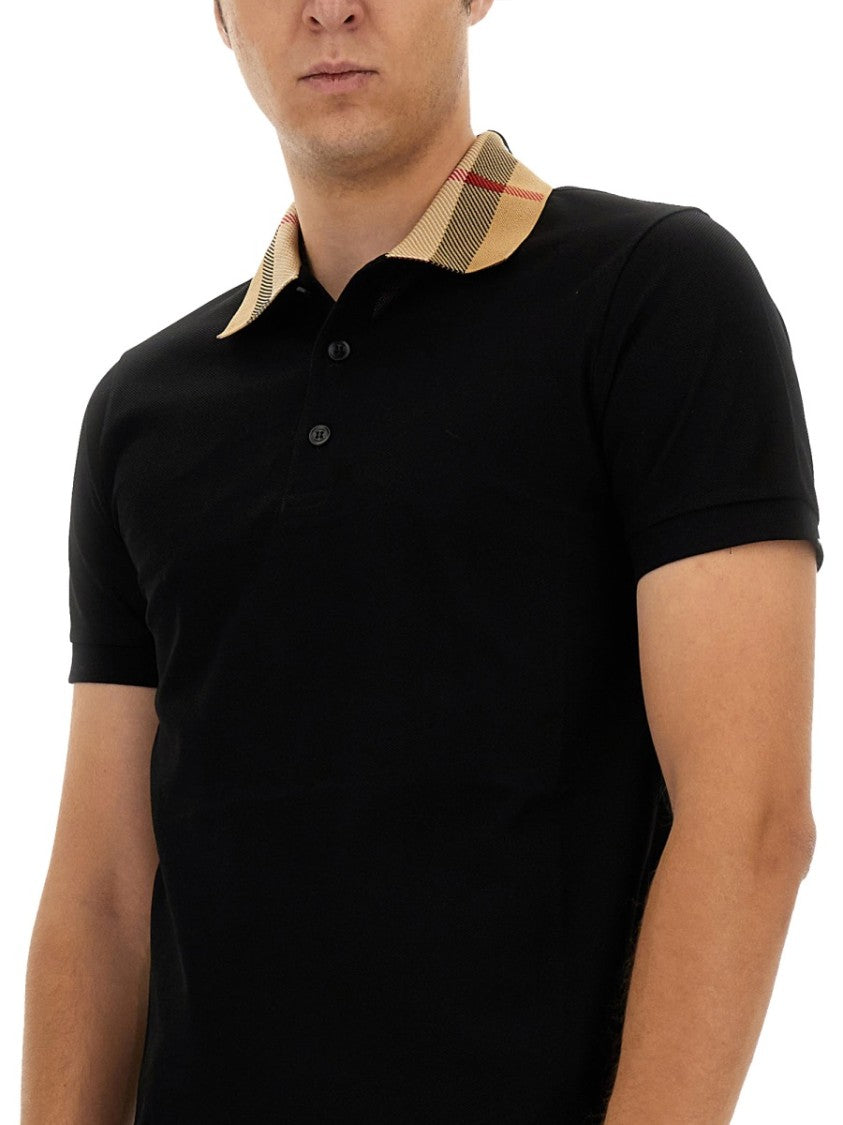 Burberry Cotton Plaid Collar Polo Shirt