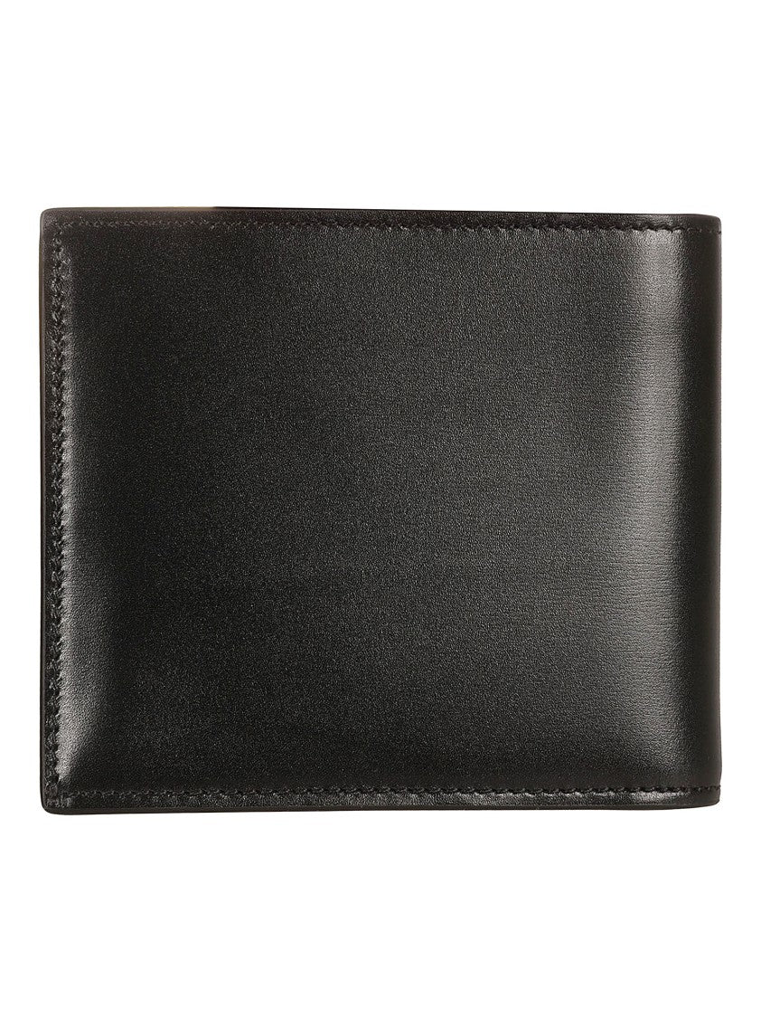 Saint Laurent Minimalist Black Calfskin Wallet With Prominent Logo