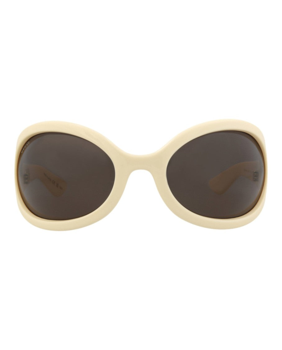Gucci Shield-Frame Injection Sunglasses With Gold Accents