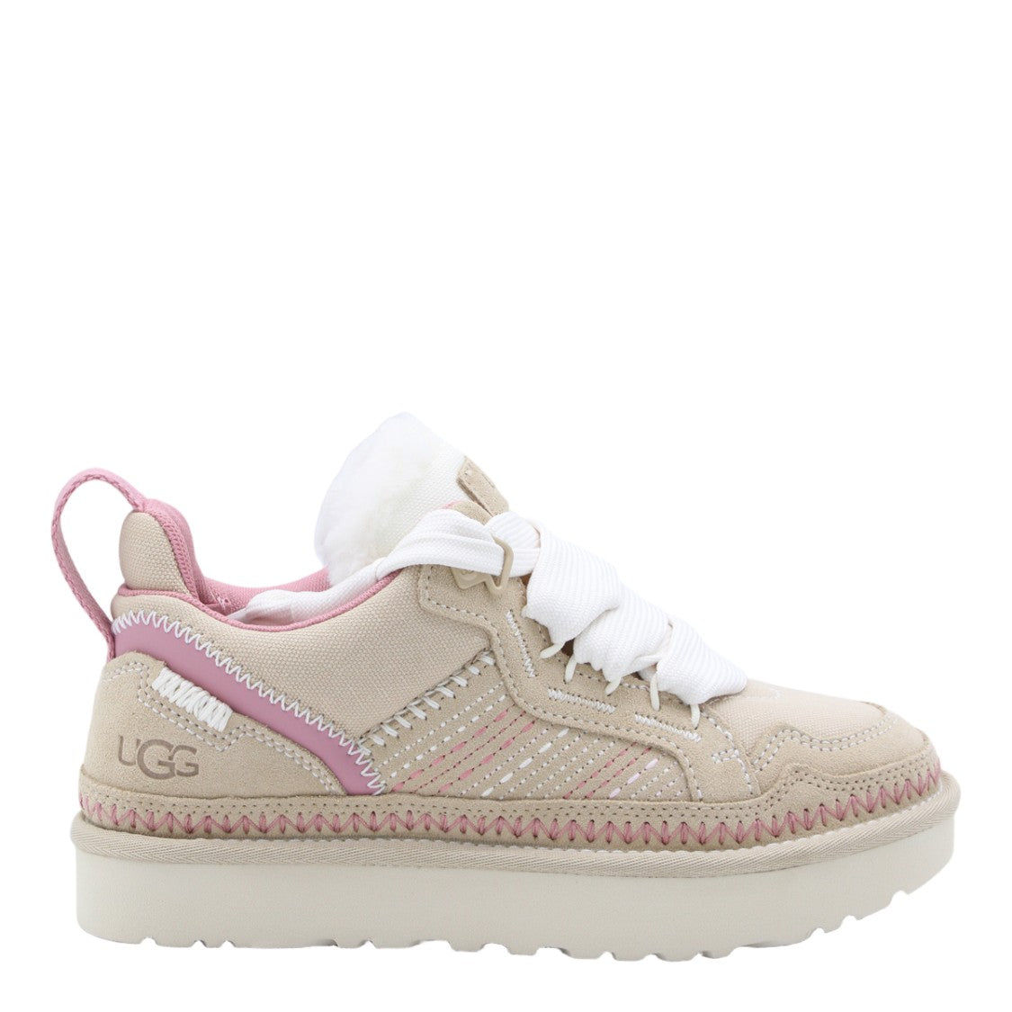 Ugg Beige Sneakers With Pink Accents
