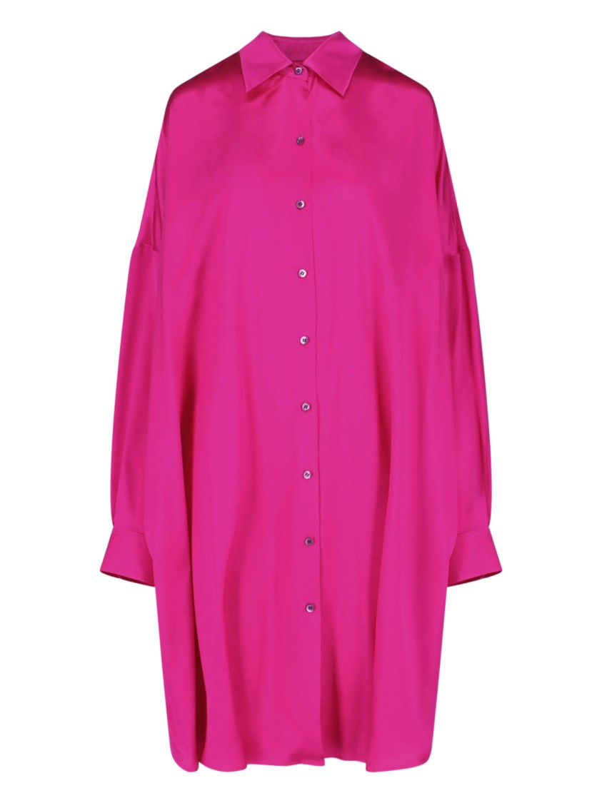 Dries Van Noten Pink Midi Silk Shirt Dress