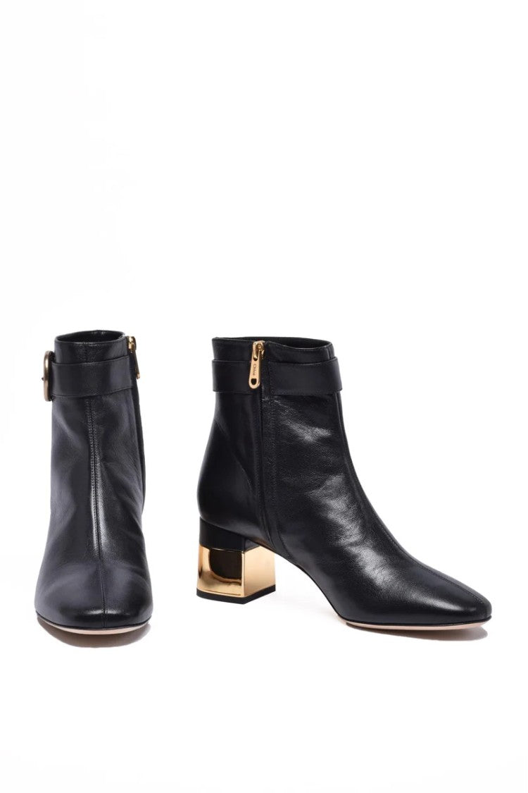 Chloé Leather Ankle Boot With Zip - Black