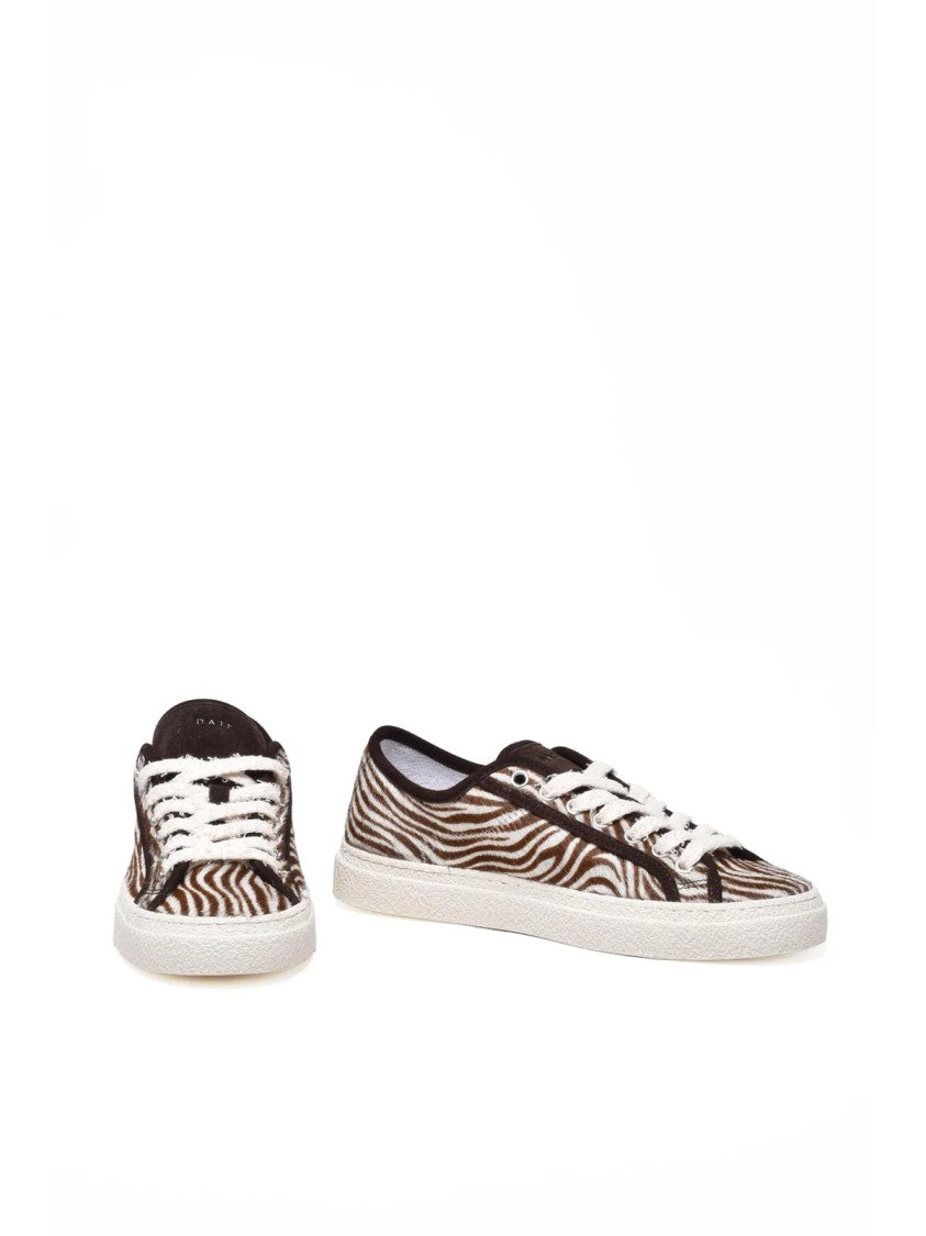 D.A.T.E Zebra Calfskin Leather Sneakers