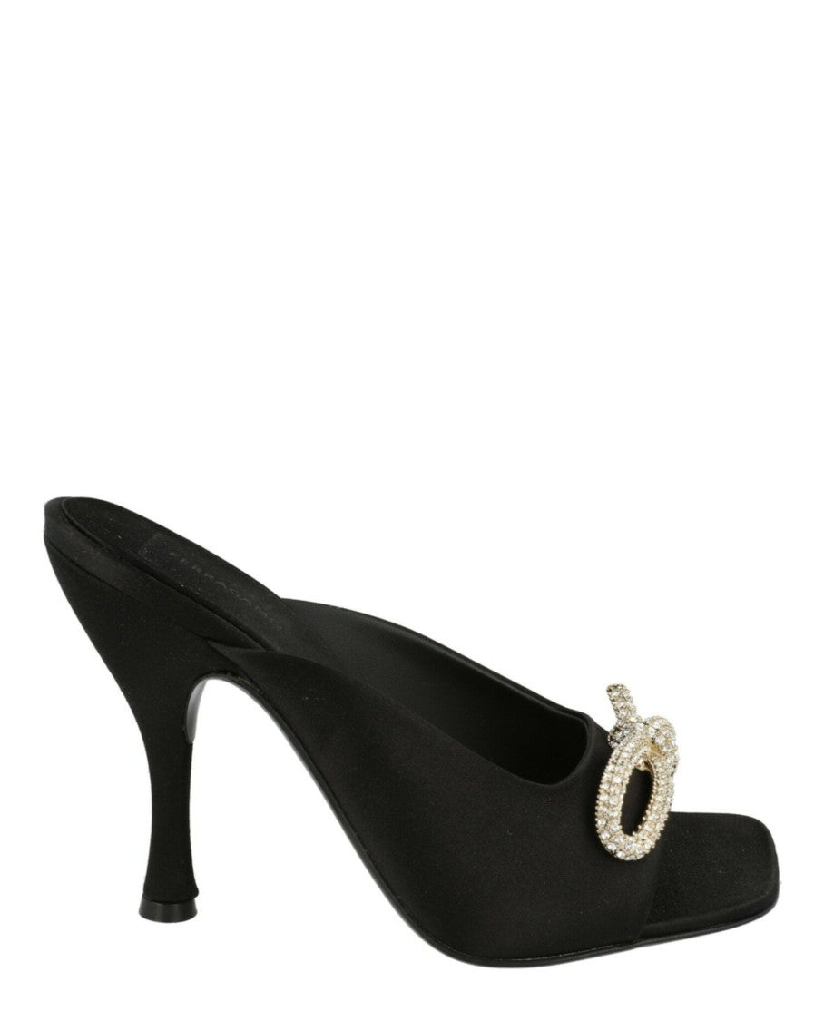 Ferragamo Crystal-Embellished Knot-Detail Mules