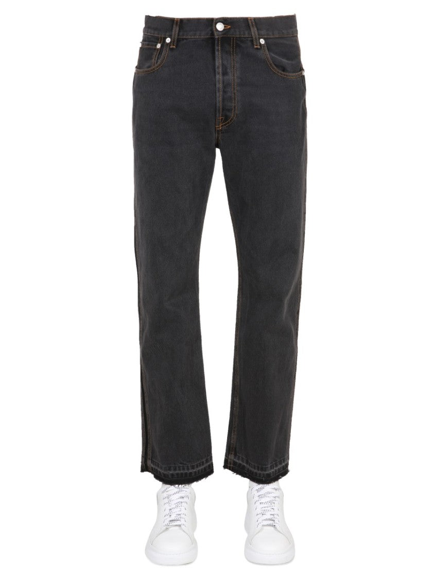 Alexander Mcqueen Raw Cut Hem Black Jeans