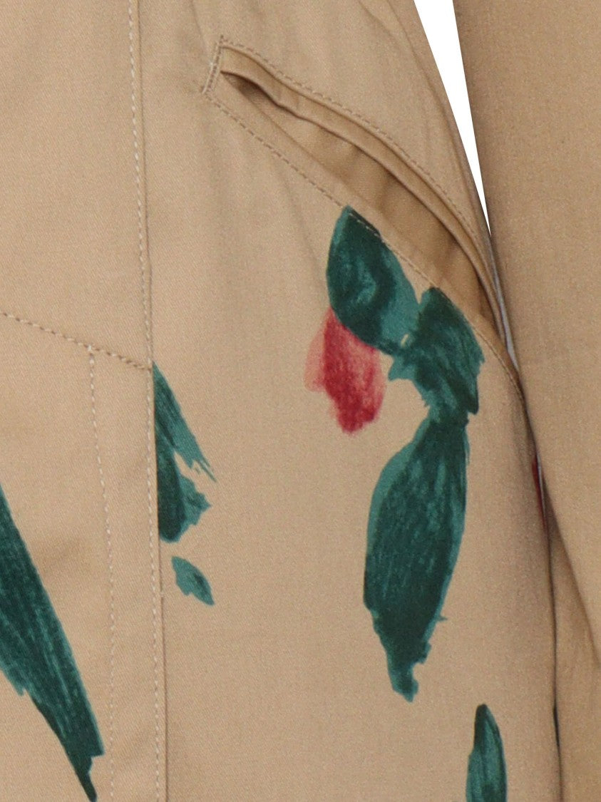 Max Mara Classic Floral Print Raincoat With Belted Waist