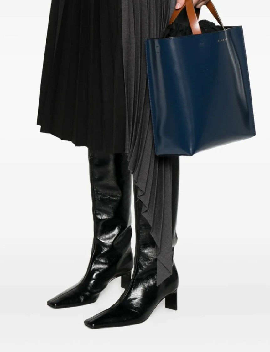 Marni Two-Tone Calf Leather Structured Tote Bag