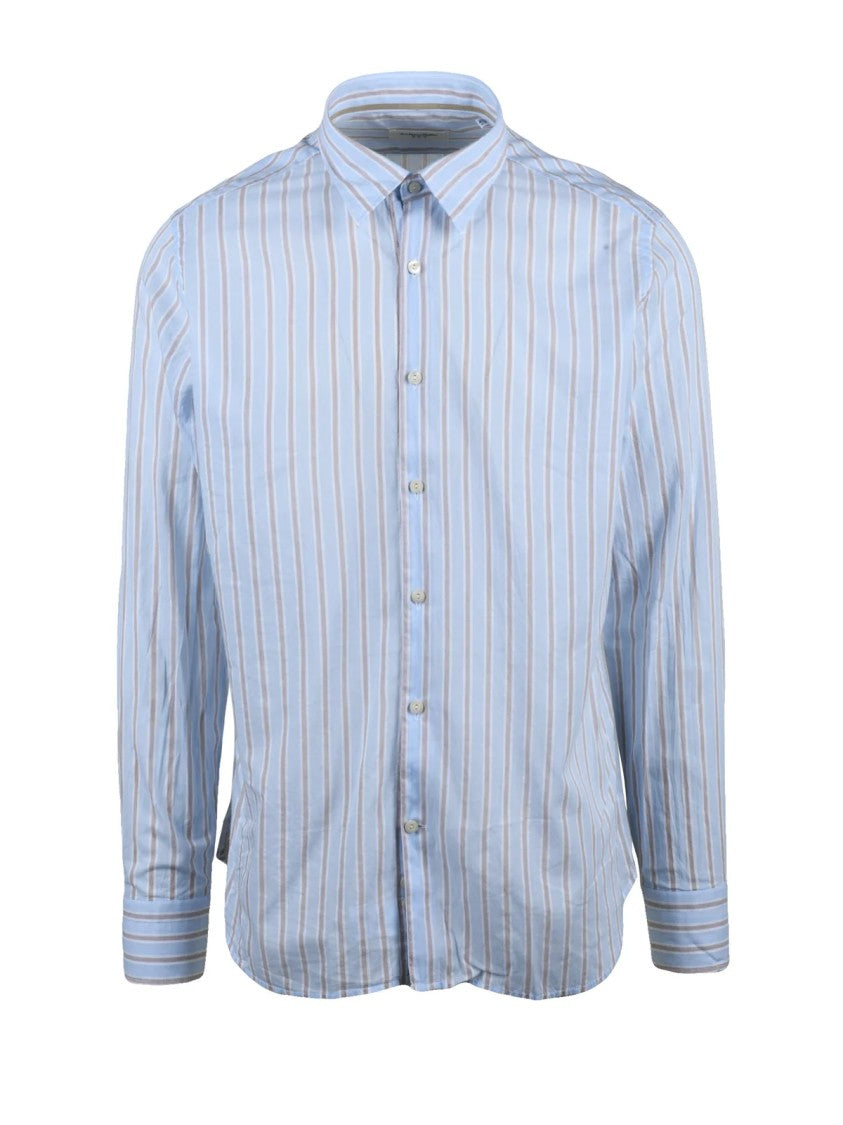 Tintoria Mattei 954 Powder Pink/Black Two-Tone Cotton Shirt