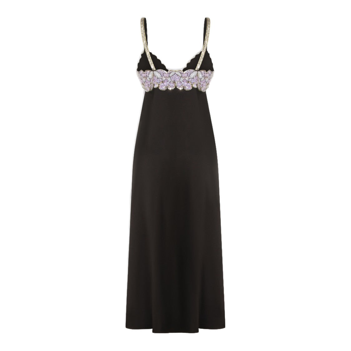 Valentino Fitted Black Midi Dress With Lavender