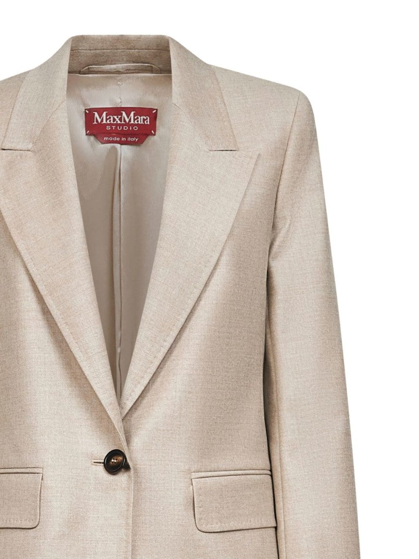 Max Mara Flannel Blazer With Single-Button Closure And Flap Pockets