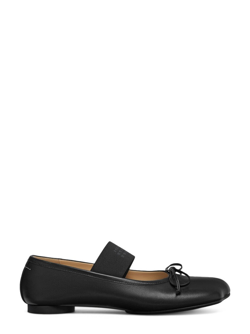 Mm6 By Maison Margiela Minimalist Black Flats With Delicate Bow Detail