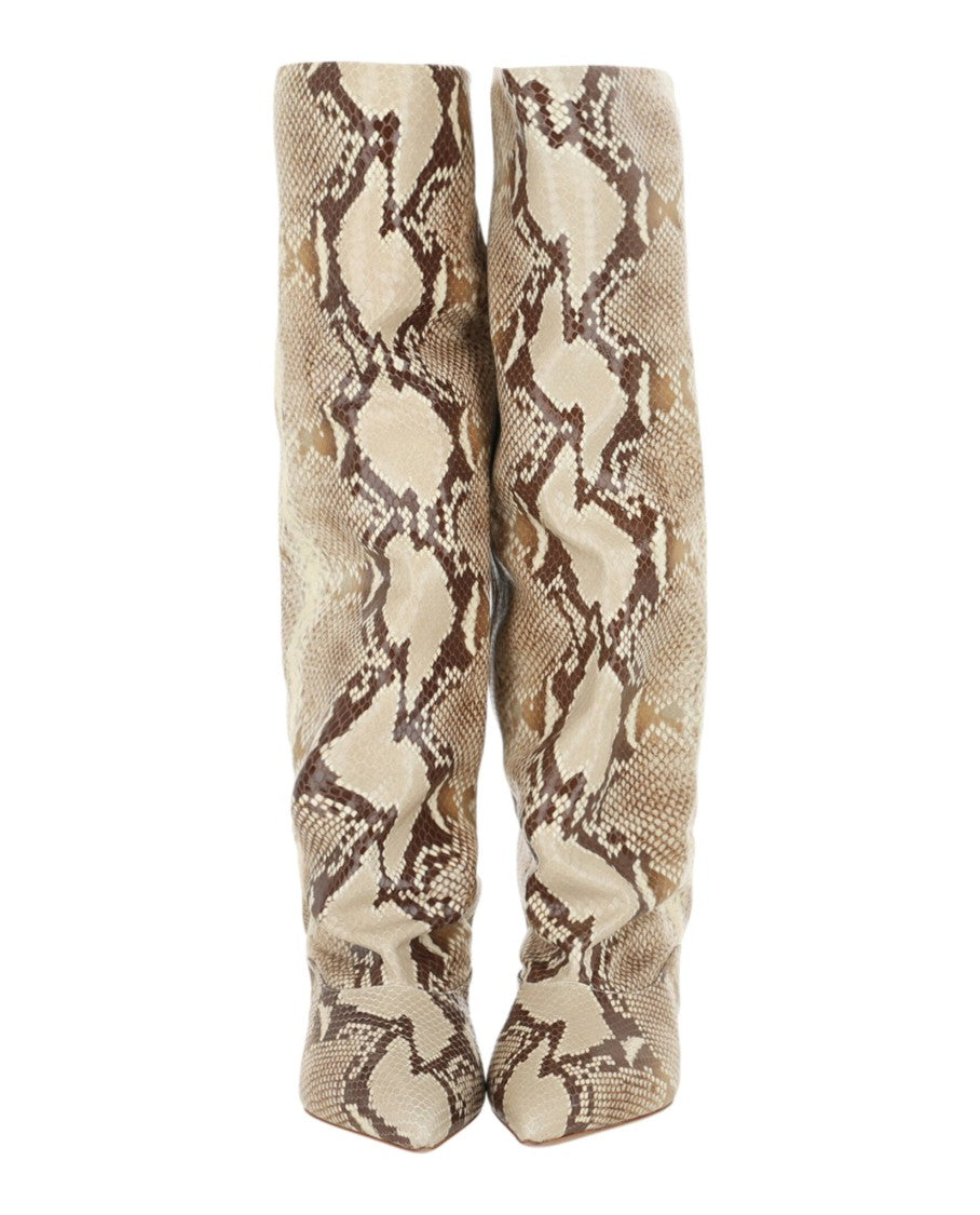 Paris Texas Ines Printed Python Knee-High Boots