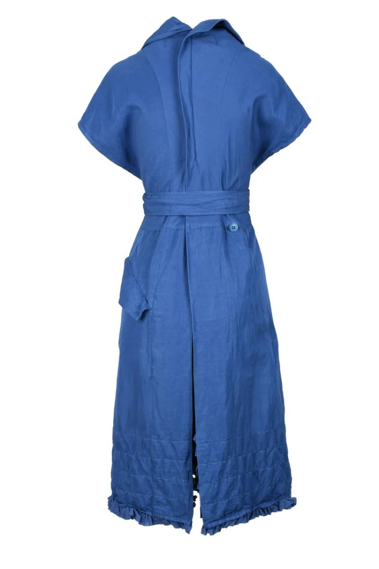 Tao Comme Des Garçons Belted Button-Up Dress-Gilet With Ruffled Hemline