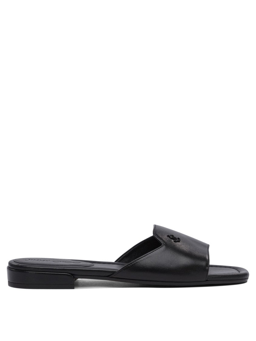 Jimmy Choo Black Leather And Rubber Sandals