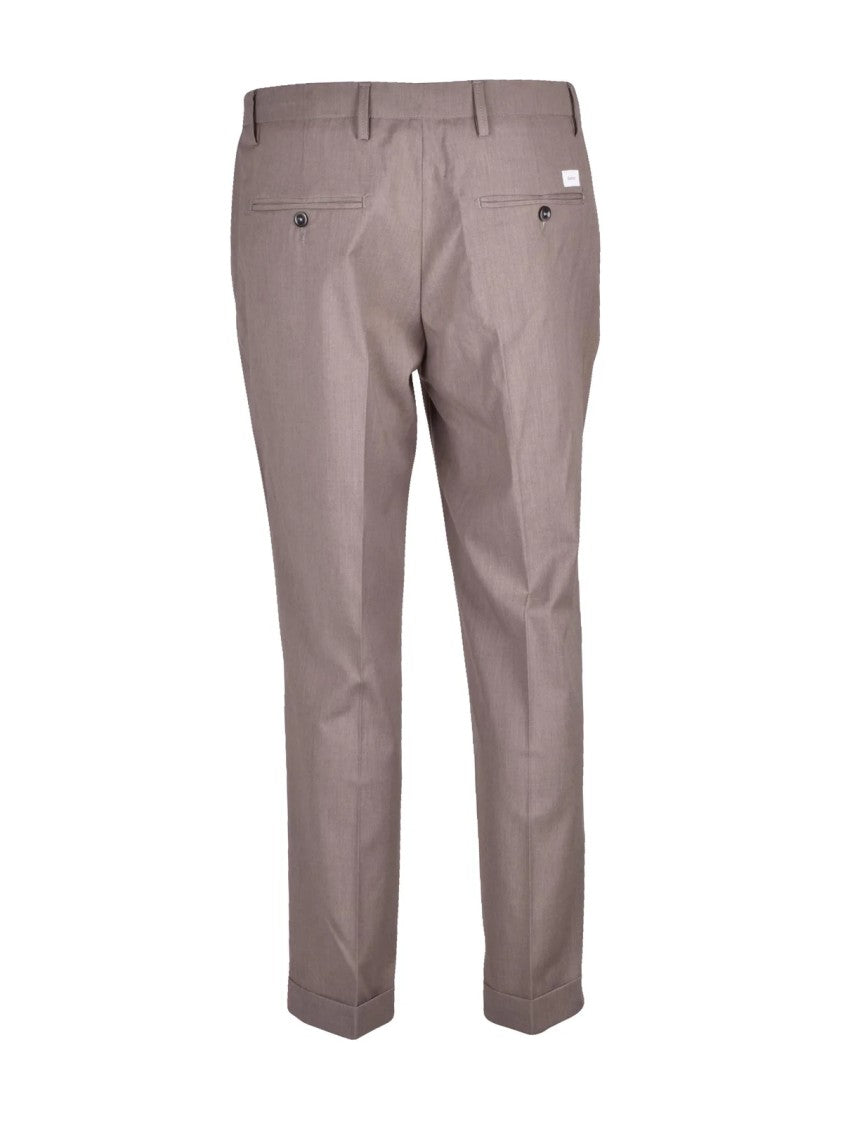 Barbati Classic Taupe Trousers With Pleated Waist And Tailored Fit