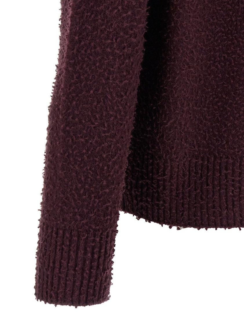 Roberto Collina Burgundy Casentino Wool Sweater With Ribbed Detailing