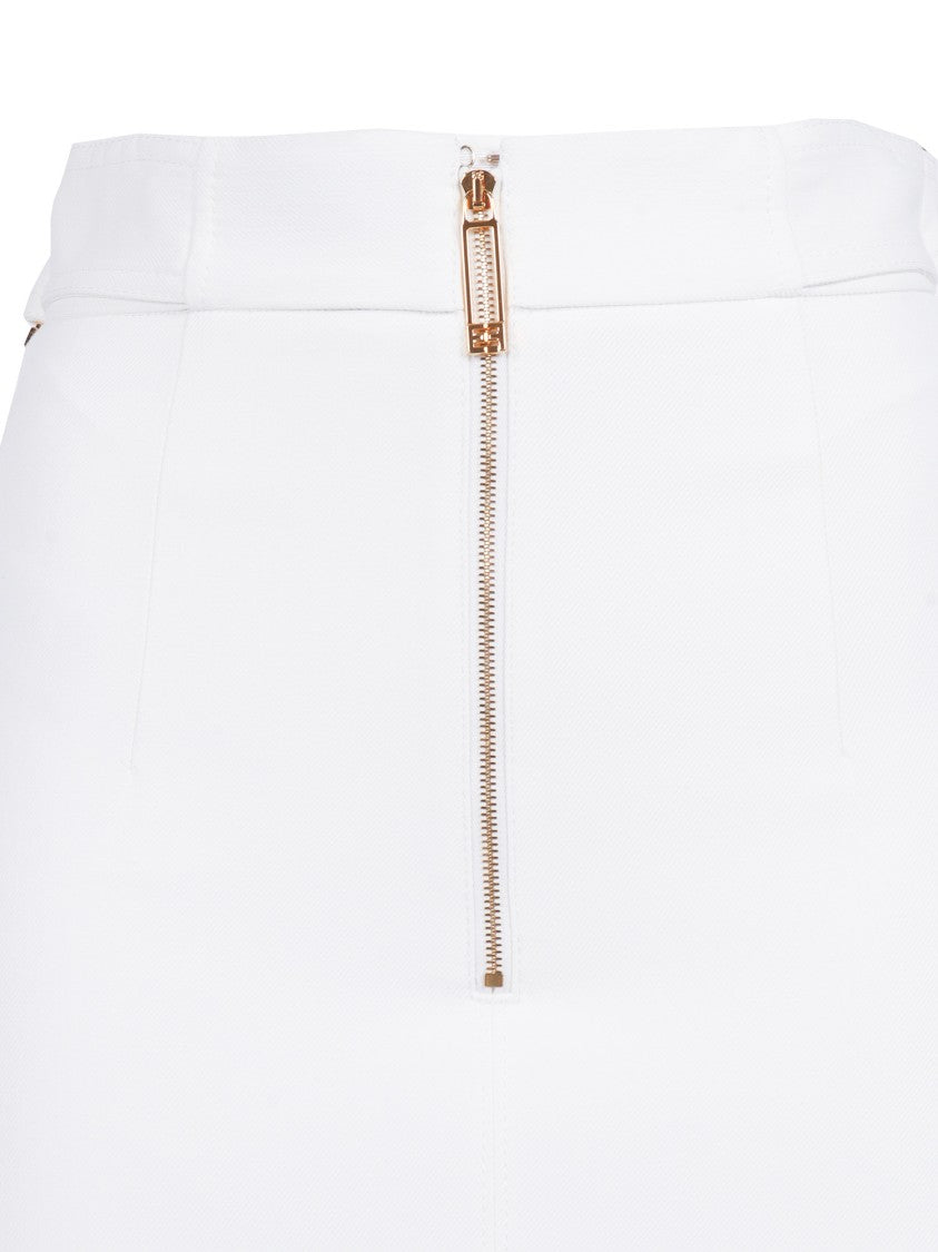 Elisabetta Franchi High Waisted Bow Gold Zipper Mini Skirt