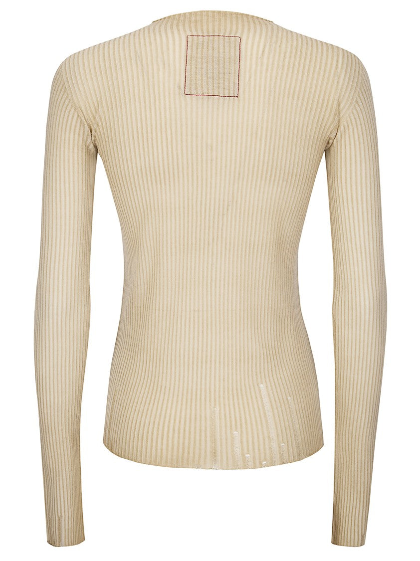 Uma Wang Ribbed Lightweight Wool Long Sleeve Top