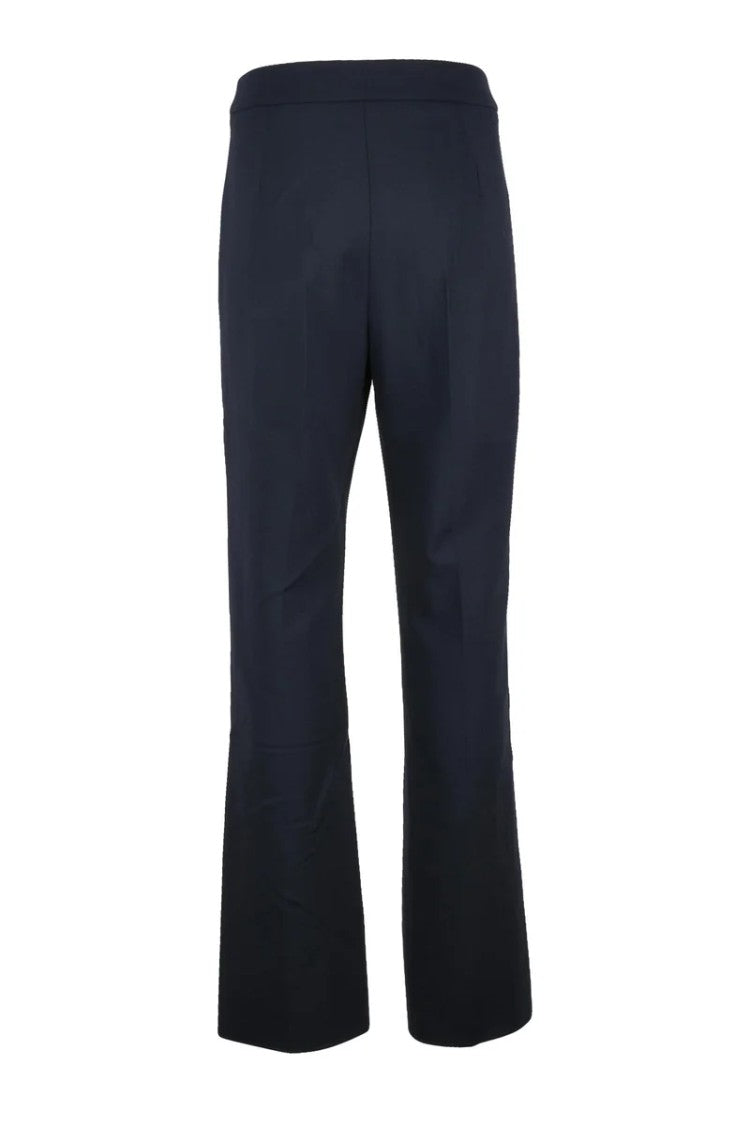 Max Mara High-Waisted Stretch Wool Trousers - Blue