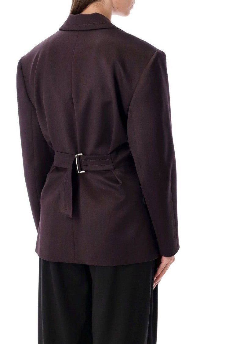 Magda Butrym Db Breast Fitted Blazer Burgundy