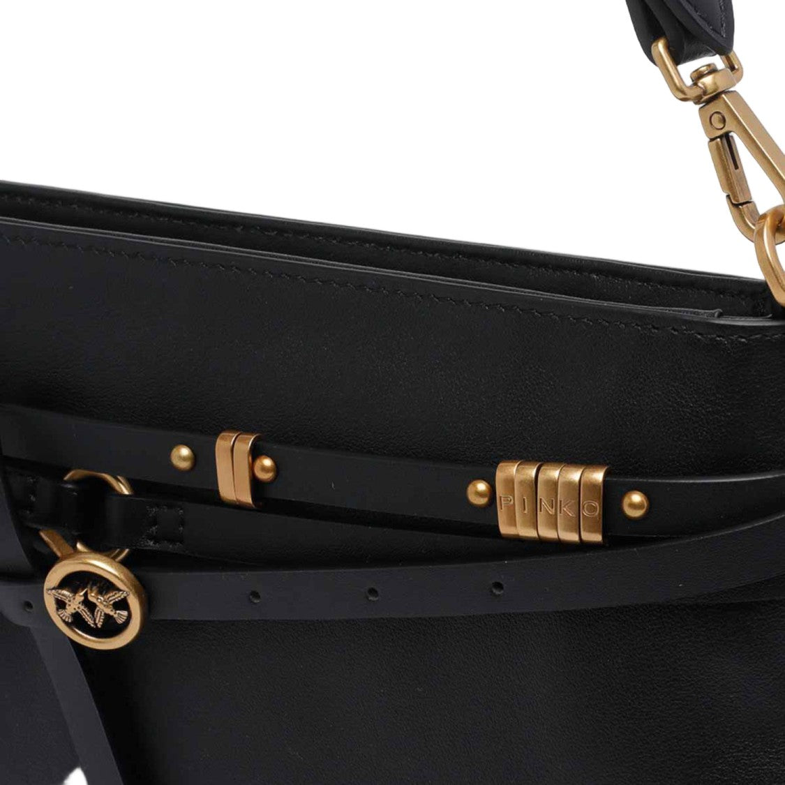 Pinko Leather Shoulder Bag With Adjustable Handle