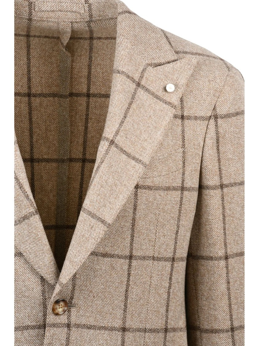 Luigi Bianchi Rounded Virgin Wool And Cashmere Jacket With Notch Lapel