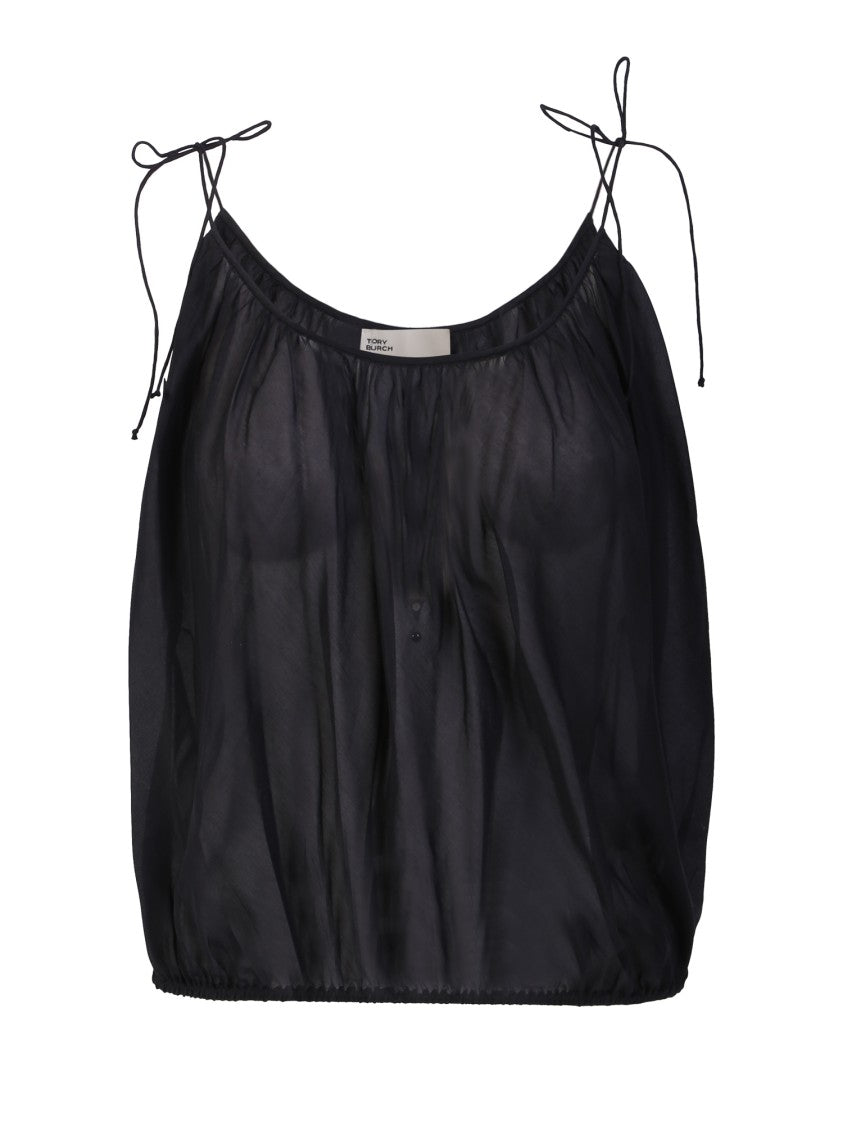 Tory Burch Black Silk-Blend Fabric Top