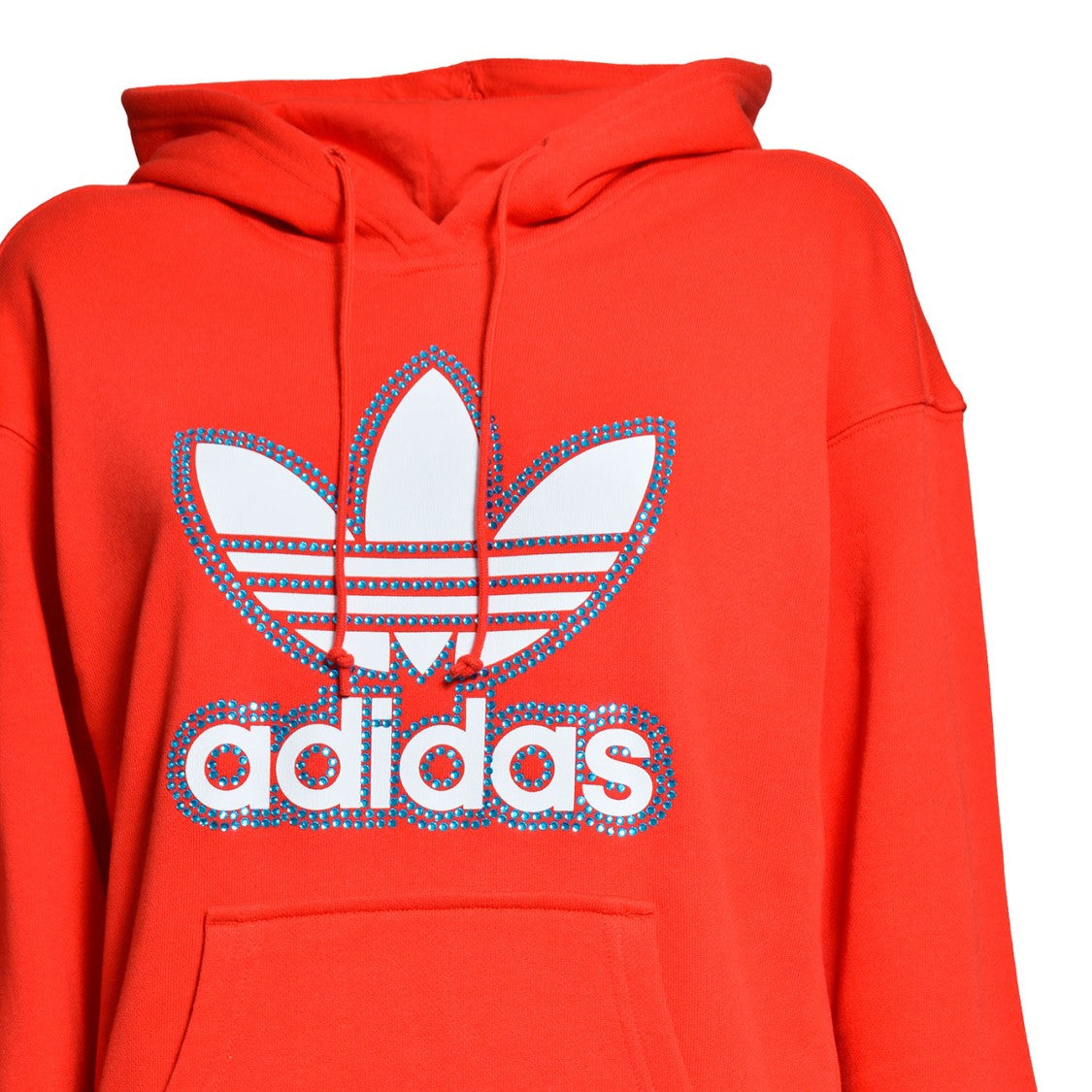 Caban Romantic X Adidas Red Cotton Hoodie Swarovski Applications