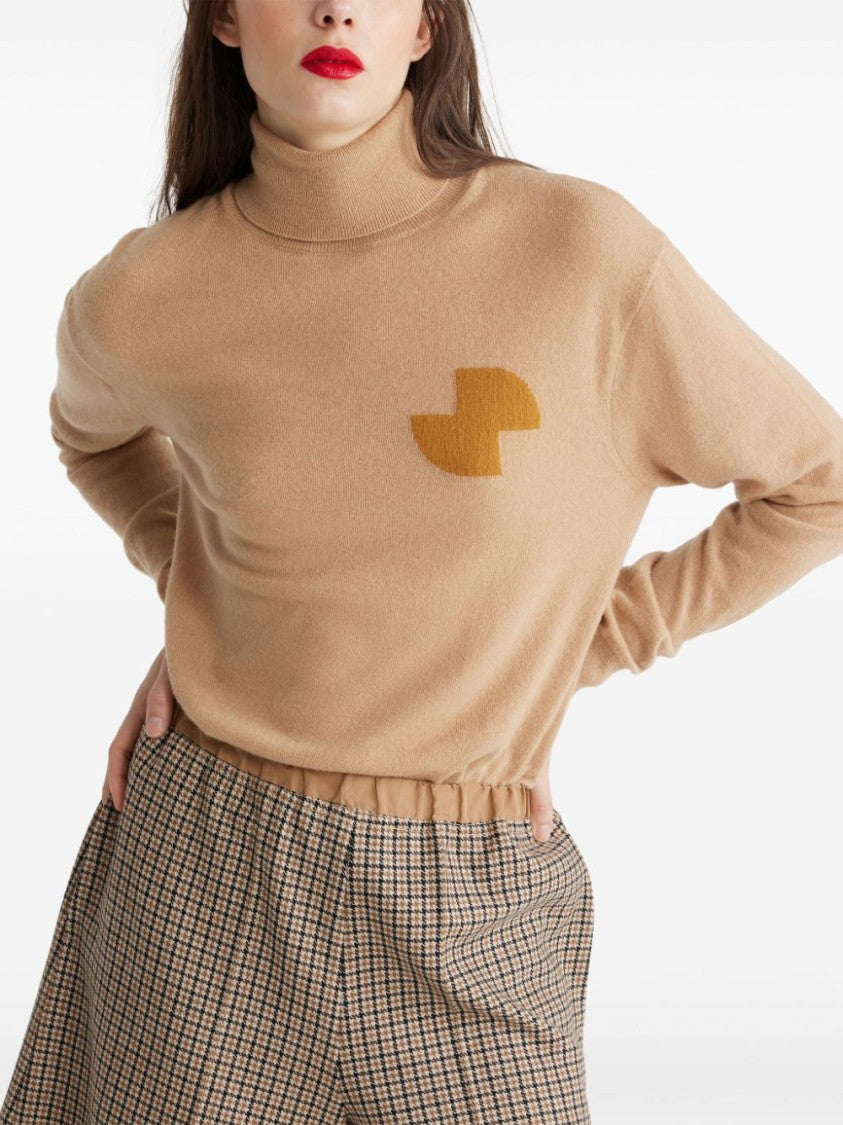 Patou Beige Cashmere/Wool Logo Sweater