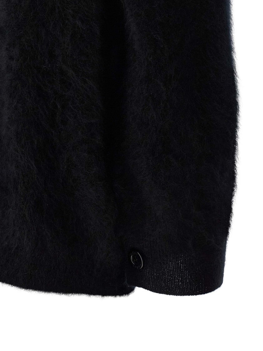 Nude Long-Haired Cashmere Cardigan With V-Neck