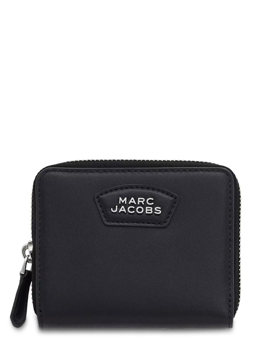 Marc Jacobs Compact Matte Black Zip-Around Wallet With Logo Patch