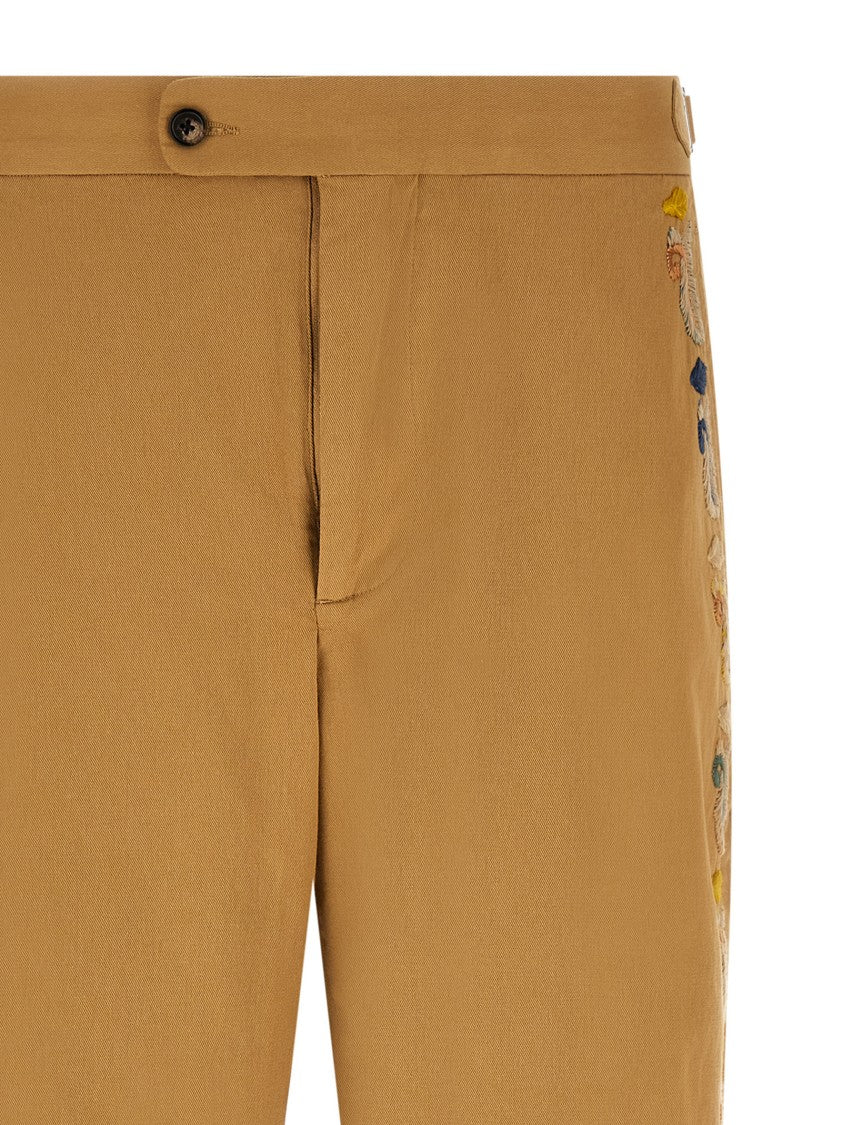 Mm6 By Maison Margiela Stone-Washed Denim Casual Pants With Embroidered Detailing