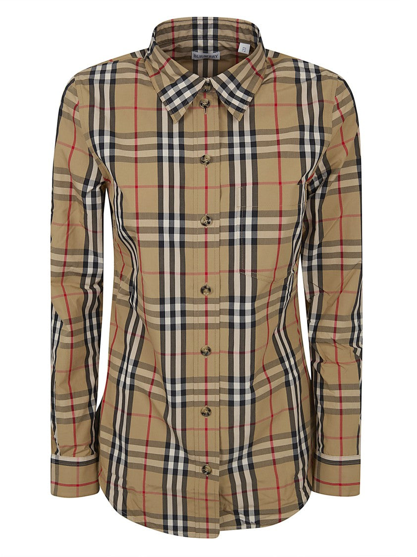 Burberry Fitted Long-Sleeve Button-Up Shirt