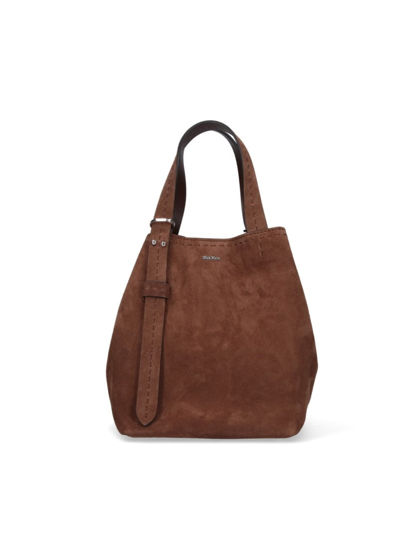 Max Mara Brown Suede Tote Bag With Adjustable Handles