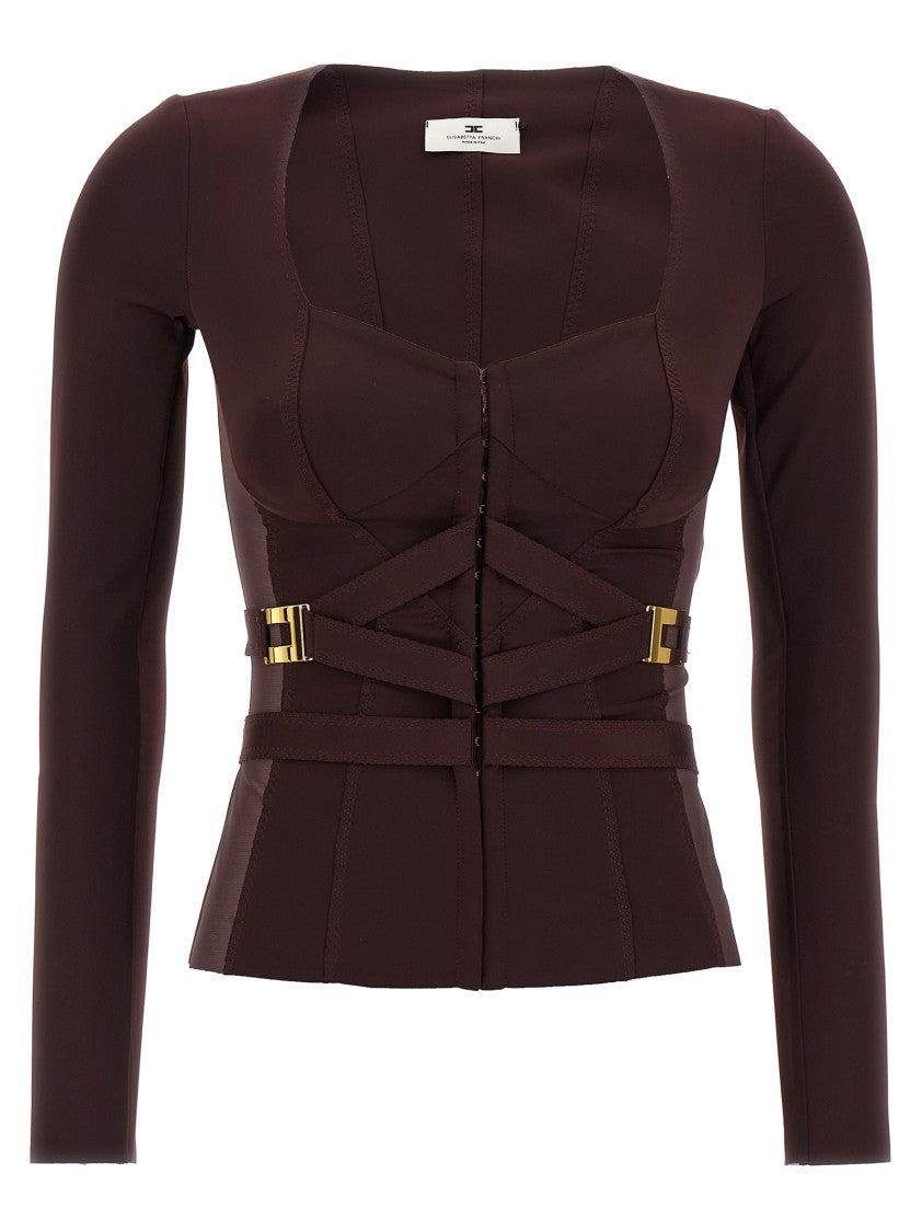 Elisabetta Franchi Bielastic Blazer With Sweetheart Neckline